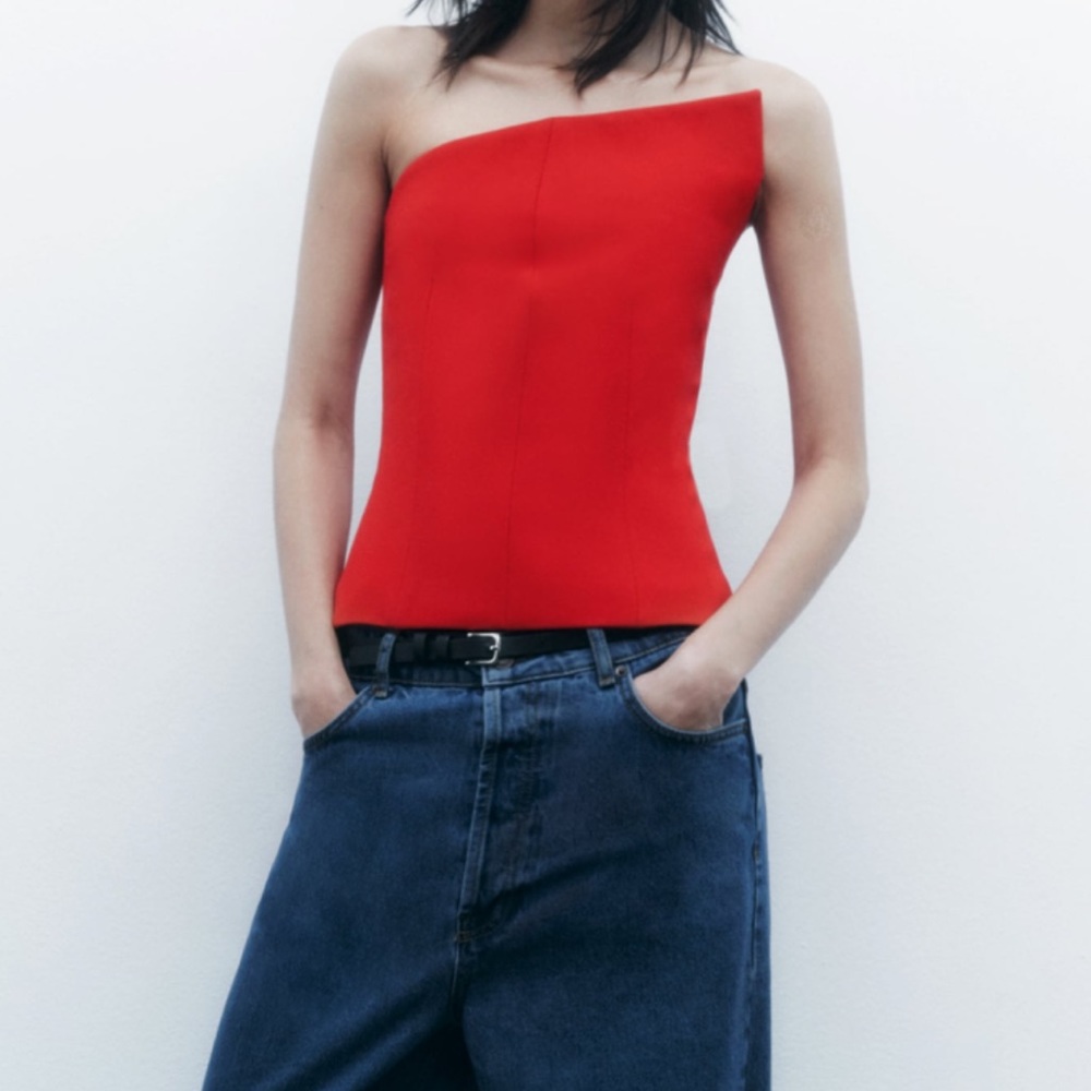 Zara red asymmetrical corset